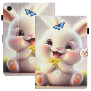 For Samsung Galaxy Tab A9+ Coloured Drawing Stitching Smart PU Tablet Case with Sleep / Wake-up Function(Rabbit)