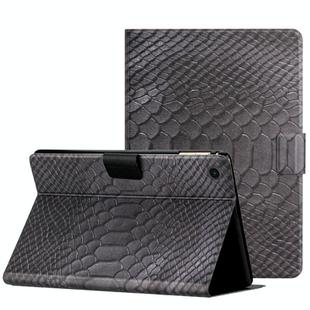 For Samsung Galaxy Tab A9 Solid Color Crocodile Texture Smart PU Tablet Case with Sleep / Wake-up Function(Black)