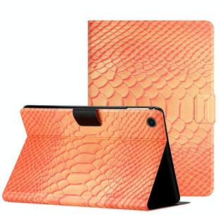 For Samsung Galaxy Tab A9 Solid Color Crocodile Texture Smart PU Tablet Case with Sleep / Wake-up Function(Orange)