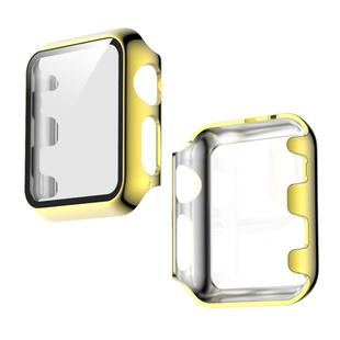 For Apple Watch Series 3 & 2 & 1 38mm Electroplated PC Case + Tempered Film Integrated Protective Cover(Gold)