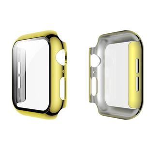 For Apple Watch Series 5 & 4 40mm Electroplated PC Case + Tempered Film Integrated Protective Cover(Gold)