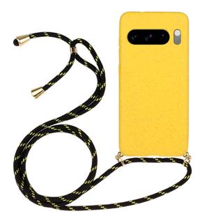 For Google Pixel 8 Pro Wheat Straw Material + TPU Protective Case with Lanyard(Yellow)
