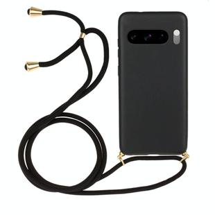 For Google Pixel 8 Pro Wheat Straw Material + TPU Protective Case with Lanyard(Black)