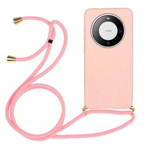 For Huawei Mate 60 Wheat Straw Material + TPU Protective Case with Lanyard(Pink)