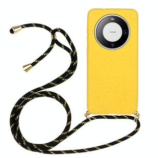 For Huawei Mate 60 Pro Wheat Straw Material + TPU Protective Case with Lanyard(Yellow)