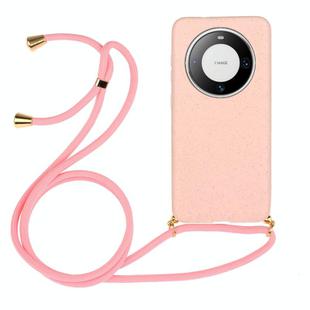 For Huawei Mate 60 Pro Wheat Straw Material + TPU Protective Case with Lanyard(Pink)