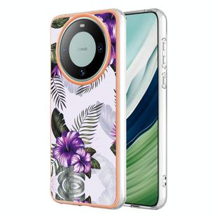 For Huawei Mate 60 Pro Electroplating IMD TPU Phone Case(Purple Flower)
