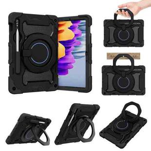 For Samsung Galaxy Tab S9 Armor Portable Rotating Ring Holder Silicone Tablet Case(Black)