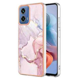 For Motorola Moto G34 Electroplating Marble Dual-side IMD Phone Case(Rose Gold 005)