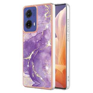 For Motorola Moto G85 Electroplating Marble Dual-side IMD Phone Case(Purple 002)