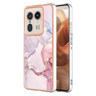 For Motorola Edge 50 Ultra Electroplating Marble Dual-side IMD Phone Case(Rose Gold 005)