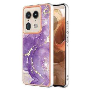 For Motorola Edge 50 Ultra Electroplating Marble Dual-side IMD Phone Case(Purple 002)