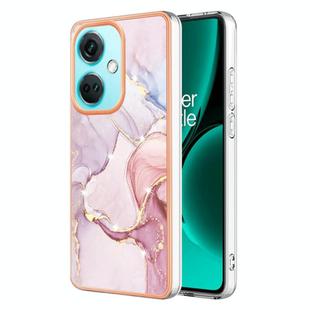For OnePlus Nord CE3 Electroplating Marble Dual-side IMD Phone Case(Rose Gold 005)