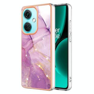 For OnePlus Nord CE3 Electroplating Marble Dual-side IMD Phone Case(Purple 001)