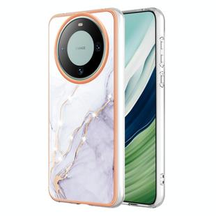 For Huawei Mate 60 Electroplating Marble Dual-side IMD Phone Case(White 006)