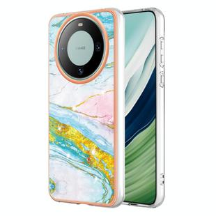 For Huawei Mate 60 Electroplating Marble Dual-side IMD Phone Case(Green 004)