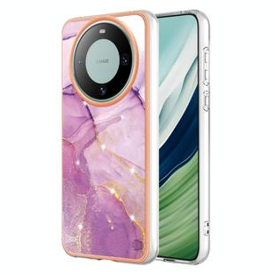 For Huawei Mate 60 Electroplating Marble Dual-side IMD Phone Case(Purple 001)