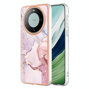 For Huawei Mate 60 Pro Electroplating Marble Dual-side IMD Phone Case(Rose Gold 005)