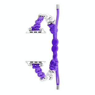 For Apple Watch Series 8 41mm Paracord Row Beads Drawstring Braided Watch Band(Purple)