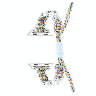 For Apple Watch Series 5 40mm Paracord Row Beads Drawstring Braided Watch Band(Rainbow)