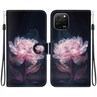 For Huawei nova Y61 / Enjoy 50z Crystal Texture Colored Drawing Leather Phone Case(Purple Peony)