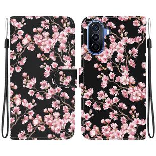 For Huawei nova Y70 Plus Crystal Texture Colored Drawing Leather Phone Case(Plum Bossom)