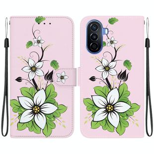 For Huawei nova Y70 Plus Crystal Texture Colored Drawing Leather Phone Case(Lily)