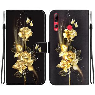 For Huawei P Smart Z / Y9 Prime Crystal Texture Colored Drawing Leather Phone Case(Gold Butterfly Rose)