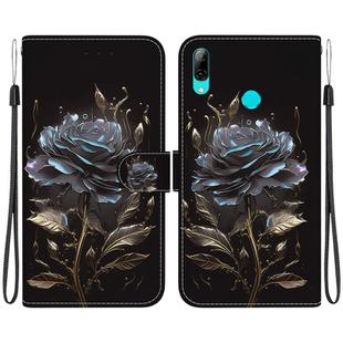 For Huawei P Smart 2019 Crystal Texture Colored Drawing Leather Phone Case(Black Rose)