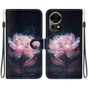 For Huawei nova 12 Crystal Texture Colored Drawing Leather Phone Case(Purple Peony)