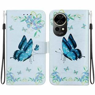 For Huawei nova 12 Crystal Texture Colored Drawing Leather Phone Case(Blue Pansies)