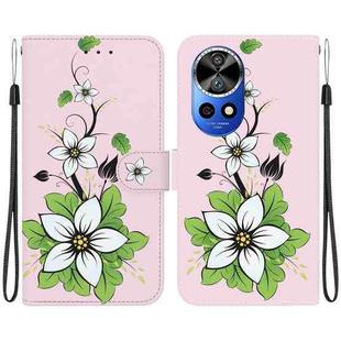 For Huawei nova 12 Pro Crystal Texture Colored Drawing Leather Phone Case(Lily)