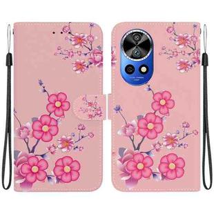 For Huawei nova 12 Pro Crystal Texture Colored Drawing Leather Phone Case(Cherry Blossoms)