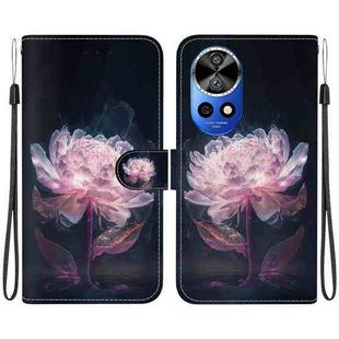 For Huawei nova 12 Ultra Crystal Texture Colored Drawing Leather Phone Case(Purple Peony)