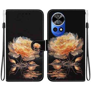 For Huawei nova 12 Ultra Crystal Texture Colored Drawing Leather Phone Case(Gold Peony)