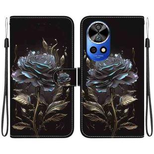 For Huawei nova 12 Ultra Crystal Texture Colored Drawing Leather Phone Case(Black Rose)