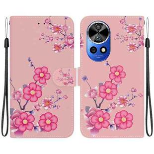 For Huawei nova 12 Ultra Crystal Texture Colored Drawing Leather Phone Case(Cherry Blossoms)