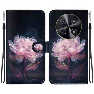 For Huawei nova 12i 4G Global Crystal Texture Colored Drawing Leather Phone Case(Purple Peony)