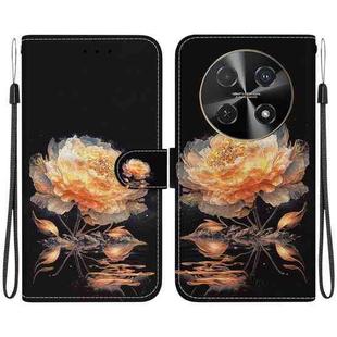 For Huawei nova 12i 4G Global Crystal Texture Colored Drawing Leather Phone Case(Gold Peony)