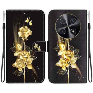 For Huawei nova 12i 4G Global Crystal Texture Colored Drawing Leather Phone Case(Gold Butterfly Rose)