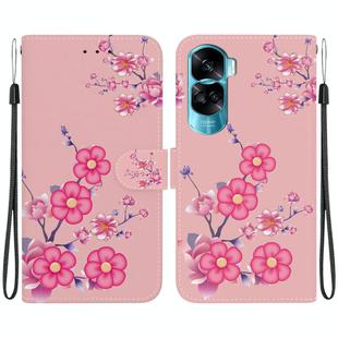 For Honor 90 Lite Crystal Texture Colored Drawing Leather Phone Case(Cherry Blossoms)