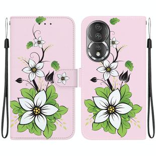 For Honor 80 Crystal Texture Colored Drawing Leather Phone Case(Lily)