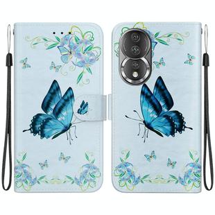 For Honor 80 Crystal Texture Colored Drawing Leather Phone Case(Blue Pansies)