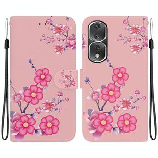 For Honor 80 Pro Crystal Texture Colored Drawing Leather Phone Case(Cherry Blossoms)