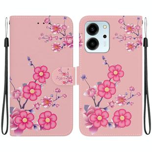 For Honor 80 SE Crystal Texture Colored Drawing Leather Phone Case(Cherry Blossoms)