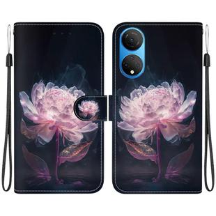 For Honor X7 Crystal Texture Colored Drawing Leather Phone Case(Purple Peony)