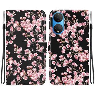 For Honor X7 Crystal Texture Colored Drawing Leather Phone Case(Plum Bossom)