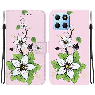 For Honor X8 5G Crystal Texture Colored Drawing Leather Phone Case(Lily)