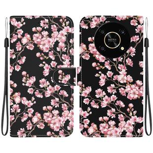 For Honor X9 5G Crystal Texture Colored Drawing Leather Phone Case(Plum Bossom)