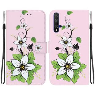 For Honor 20 / Huawei nova 5T Crystal Texture Colored Drawing Leather Phone Case(Lily)